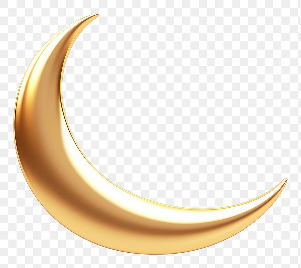PNG A crescent moon gold night white background.