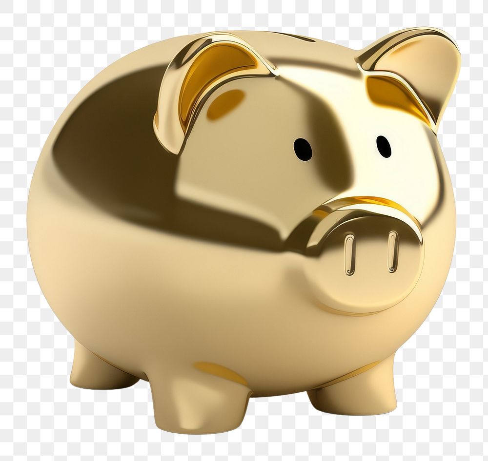 PNG A cute piggy bank gold white background representation.