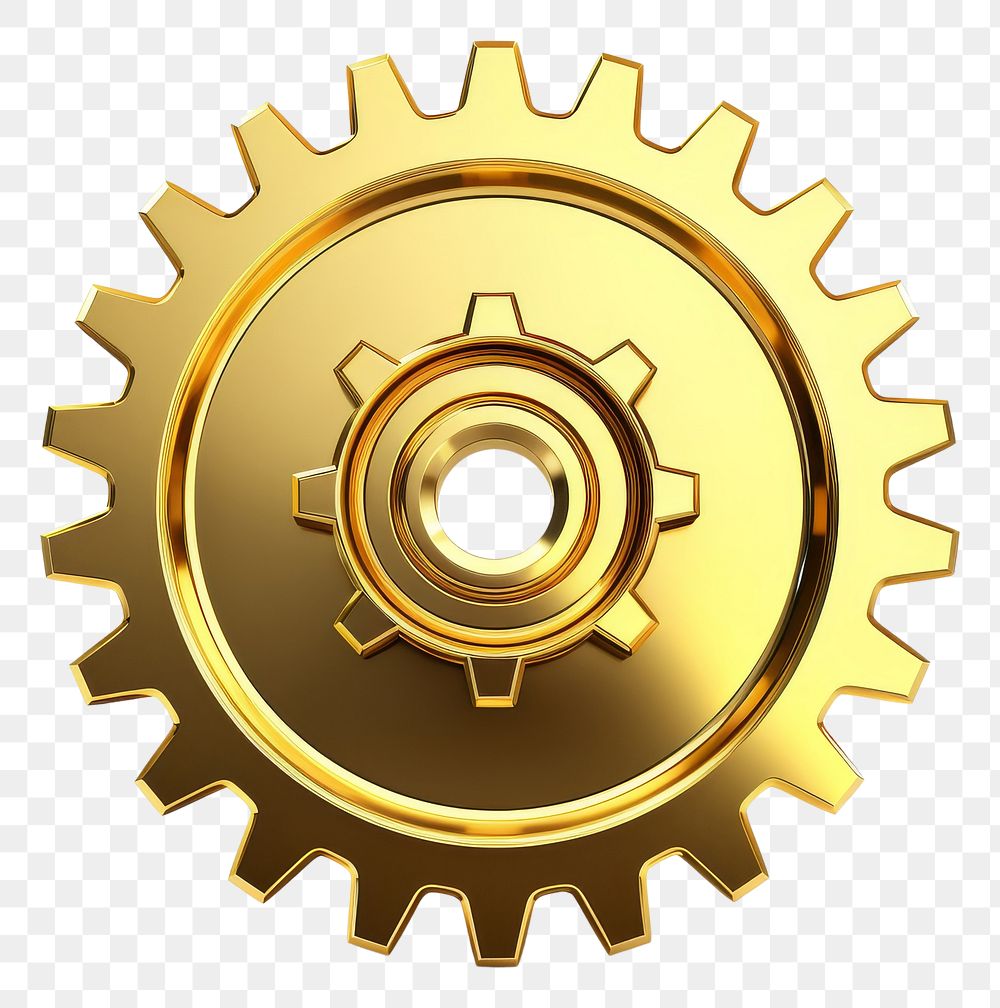 PNG A gear icon gold wheel white background.