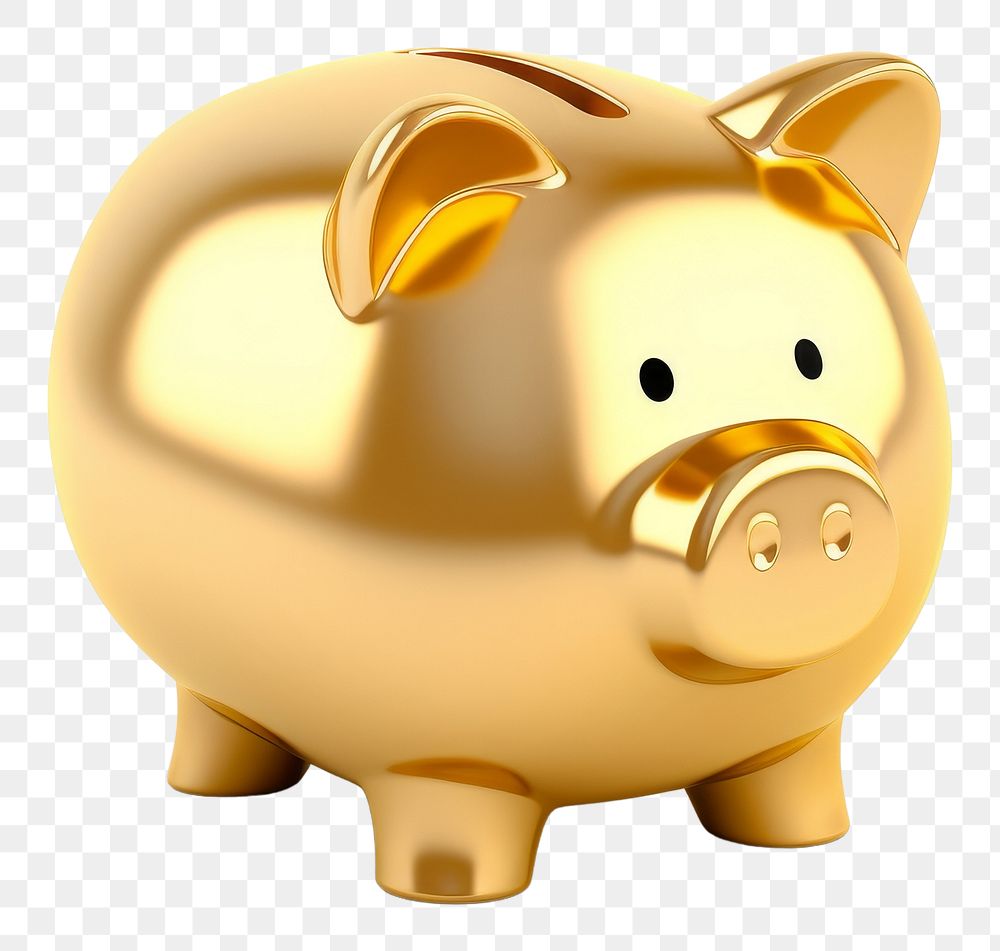 PNG A piggy bank gold white background representation.
