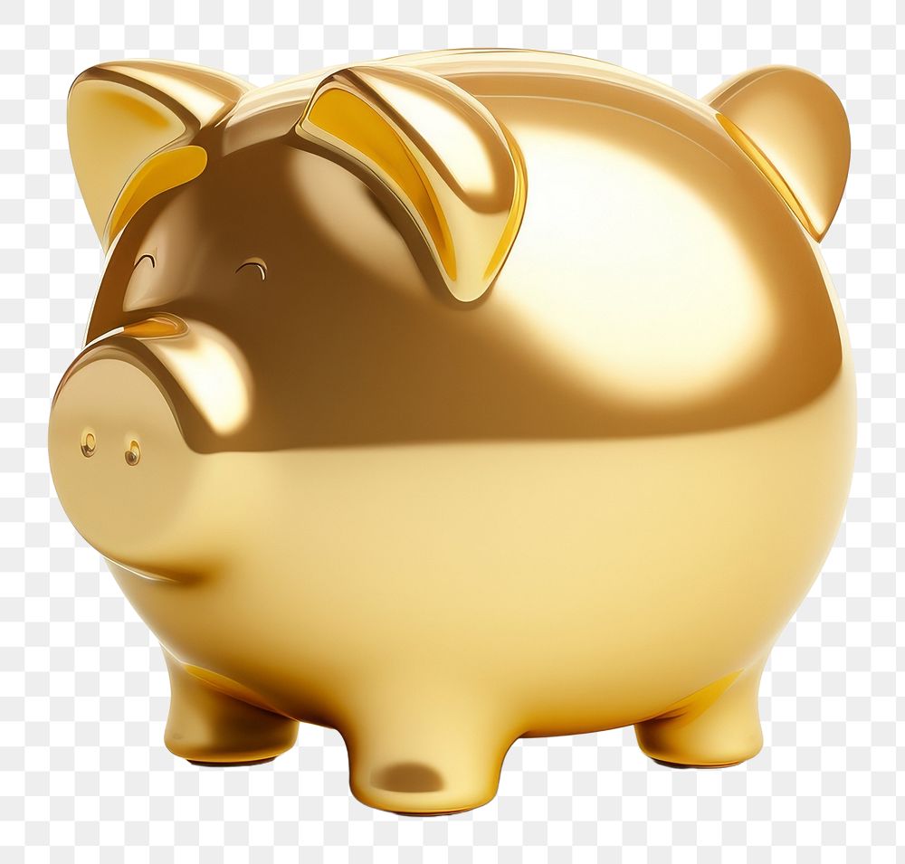 PNG A piggy bank gold white background representation.