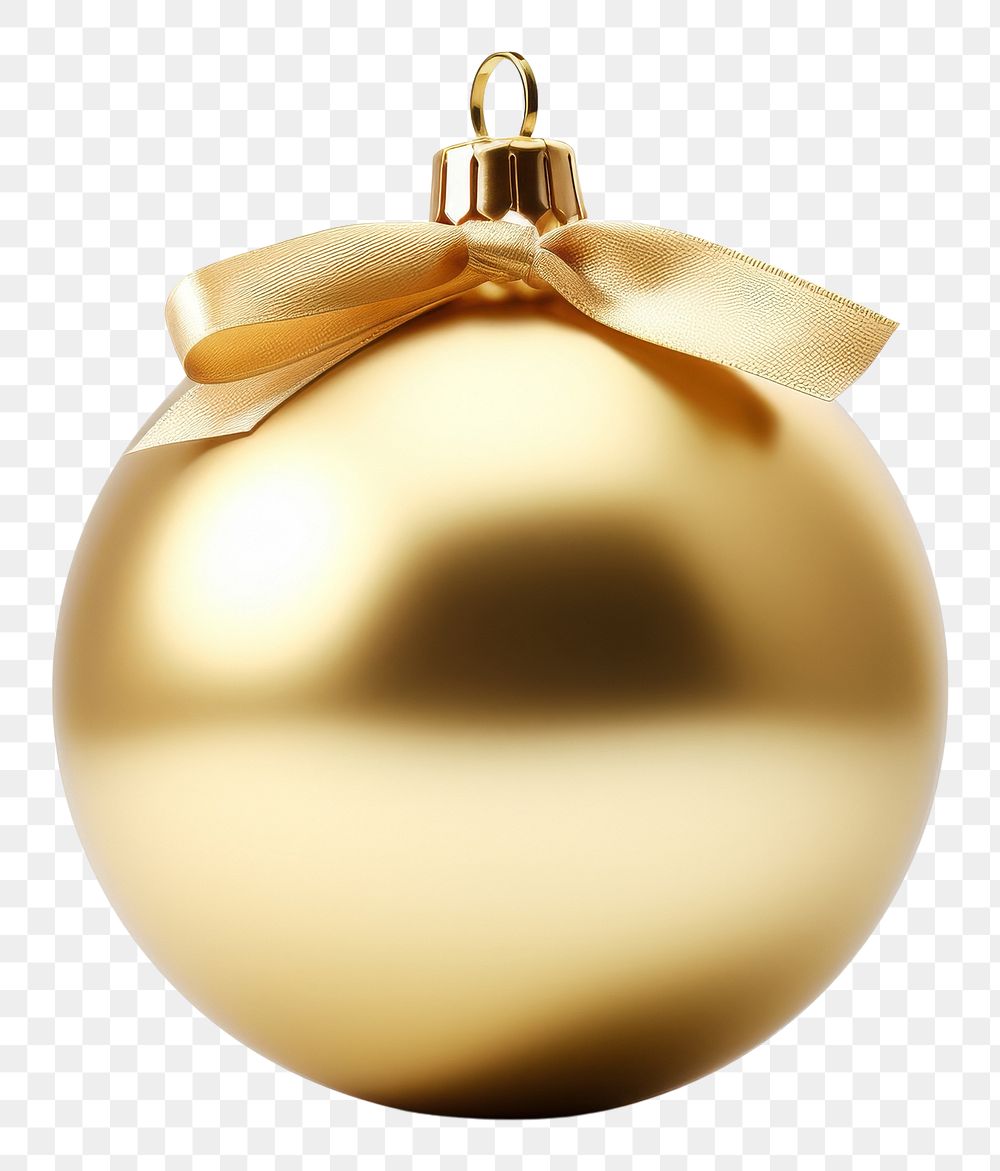 PNG Christmas ball shiny gold white background.