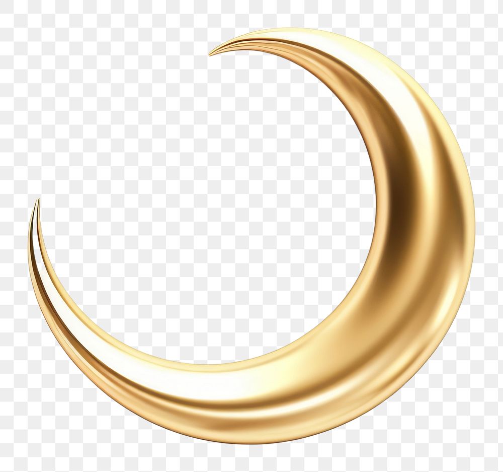 PNG Crescent moon jewelry gold white background.