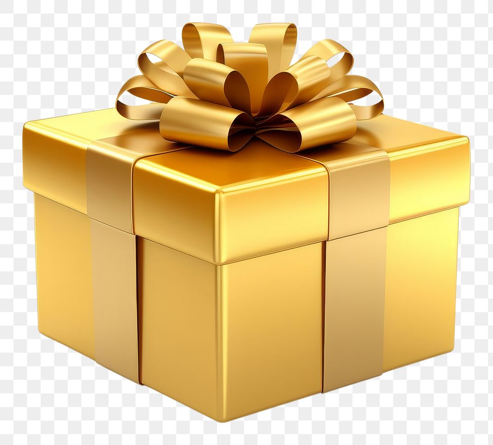 PNG Gift box shiny gold white background