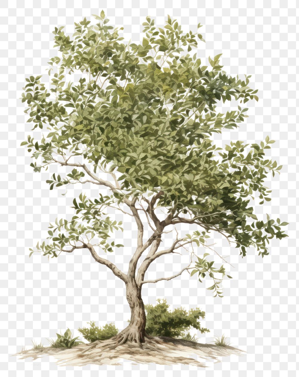PNG Botanical illustration of a tree drawing sketch plant.