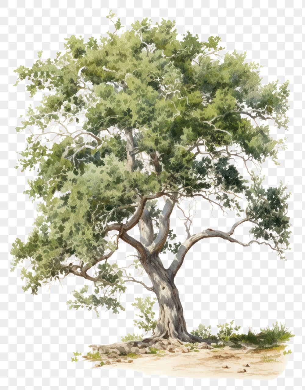 PNG Botanical illustration of a tree plant tranquility outdoors.