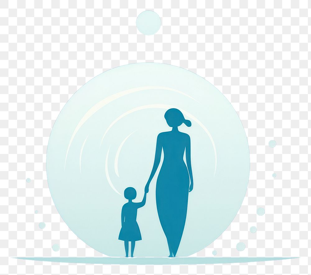 PNG Doodle of mother and kid shape blue togetherness.
