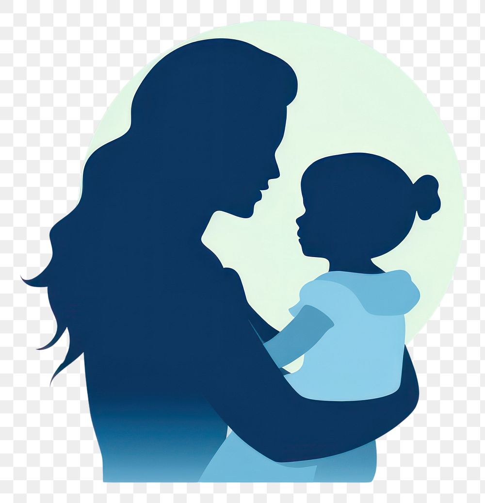PNG Silhouette mother and kid shape adult blue.