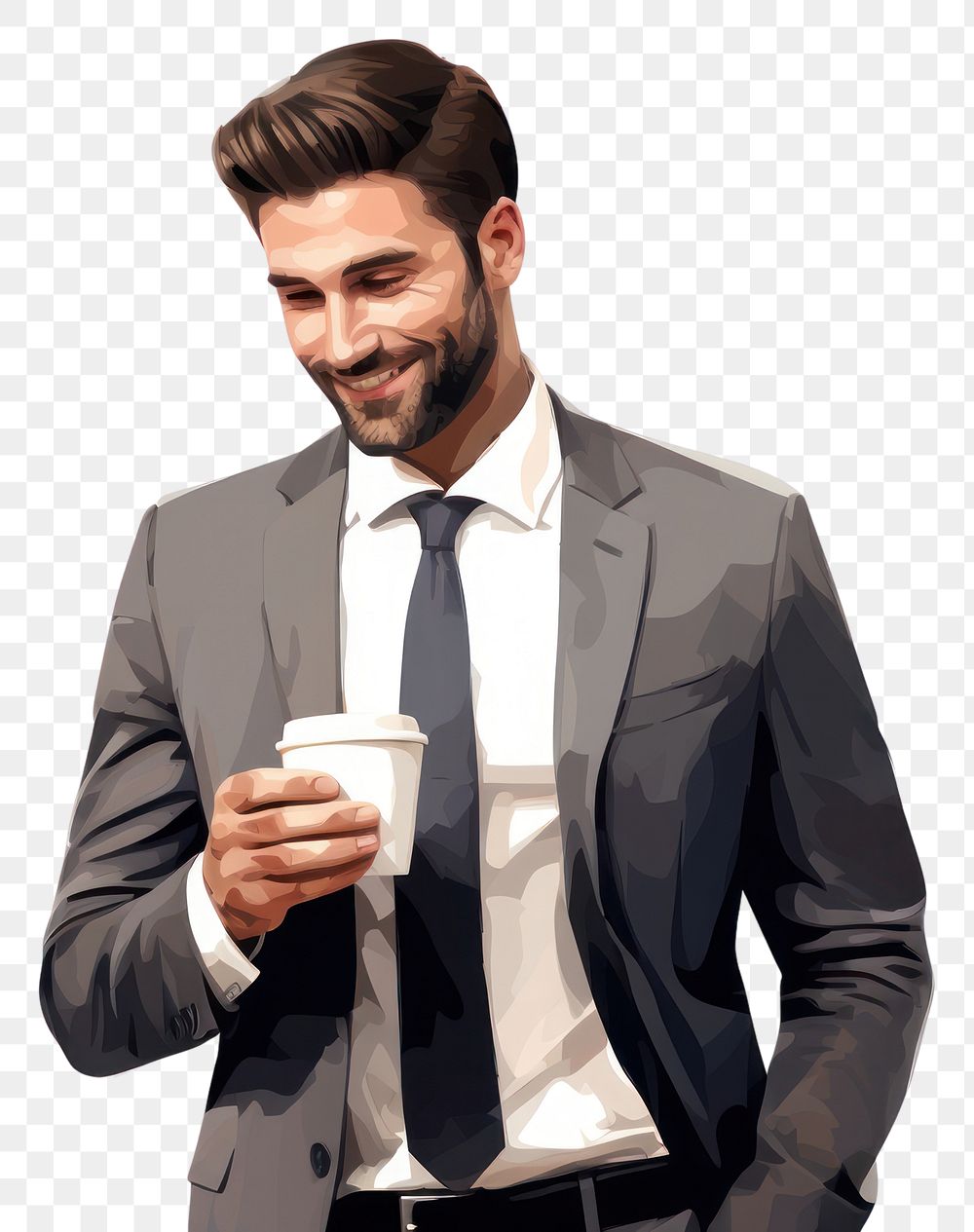 PNG Businessman cup portrait smiling. AI generated Image by rawpixel.