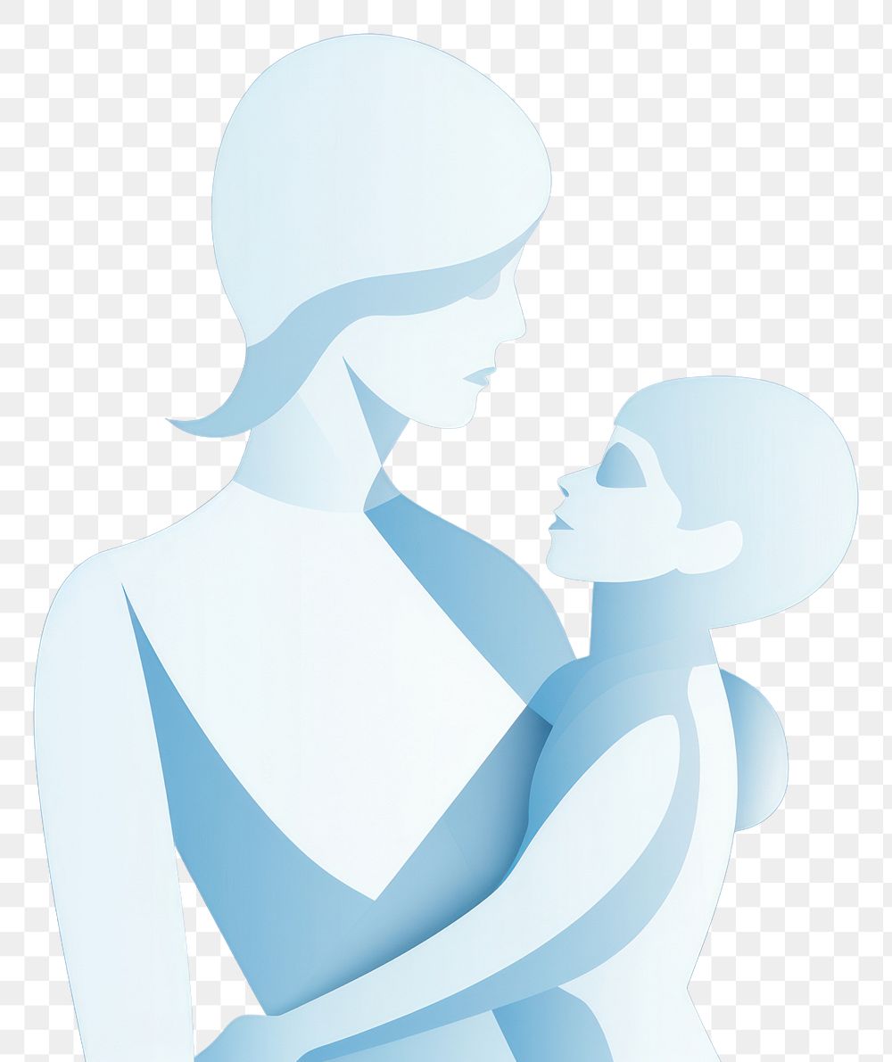 PNG Lineart of mother and kid adult blue togetherness.