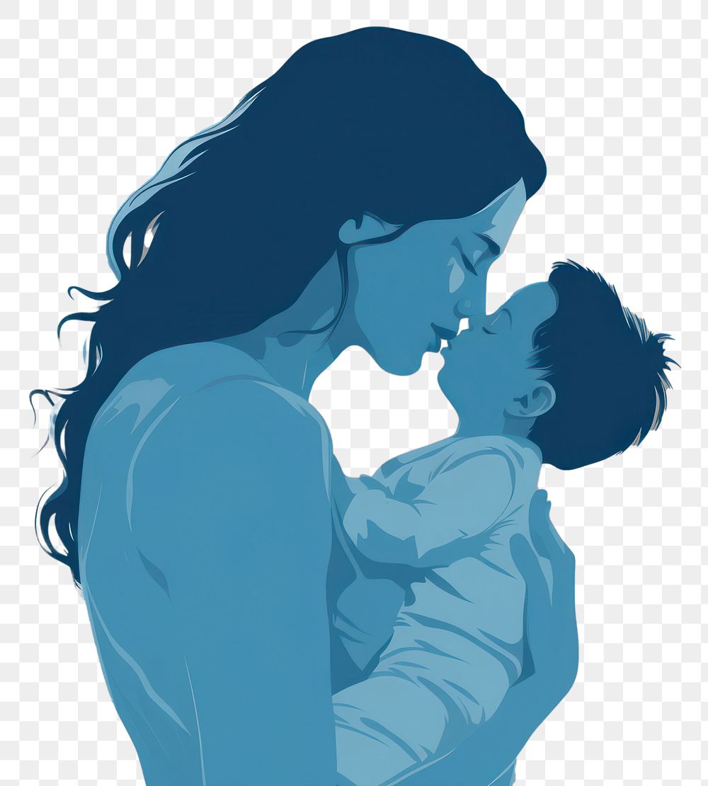 PNG Lineart of mother and kid kissing hugging adult.