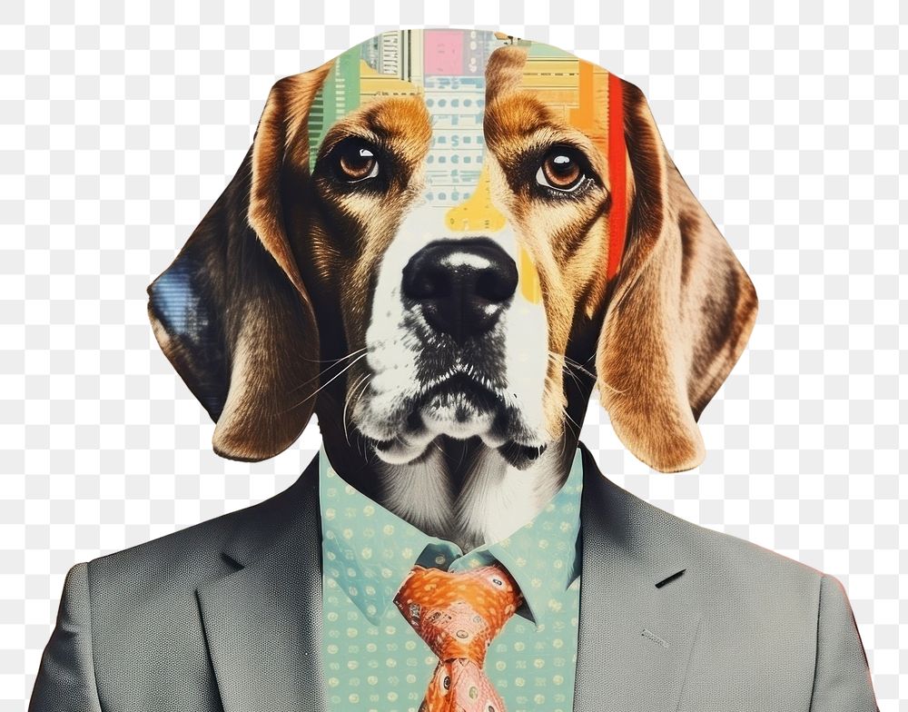 PNG  Collage Retro dreamy of dog business animal mammal beagle.