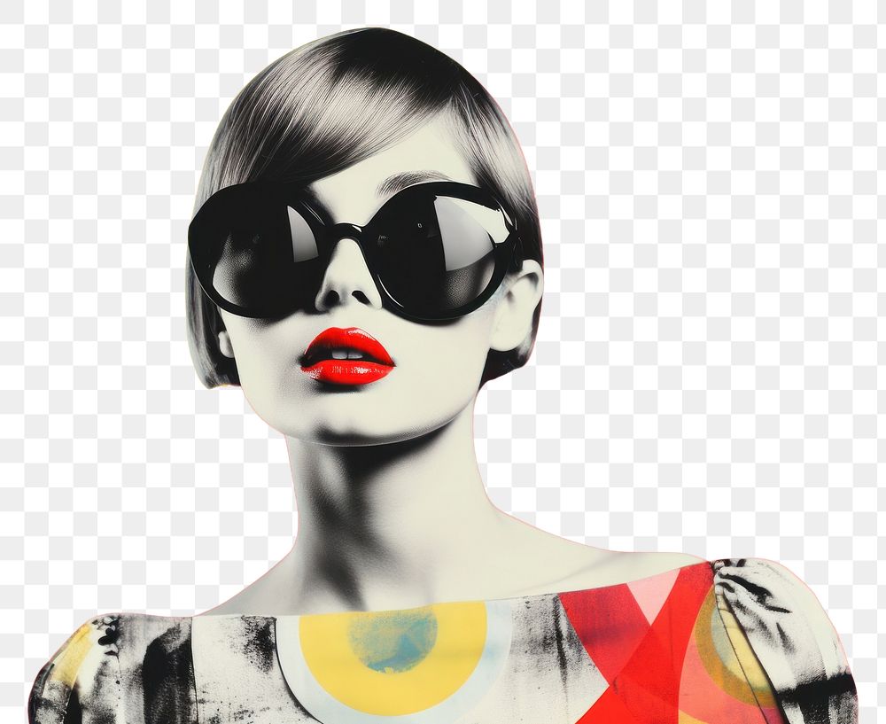 PNG  Collage Retro dreamy of fashion sunglasses portrait adult