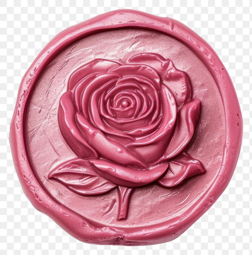 PNG Seal Wax Stamp of a doodle rose craft pink white background.
