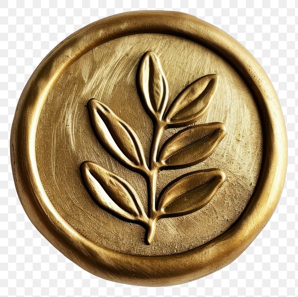 PNG Seal Wax Stamp olive leaf jewelry locket bronze