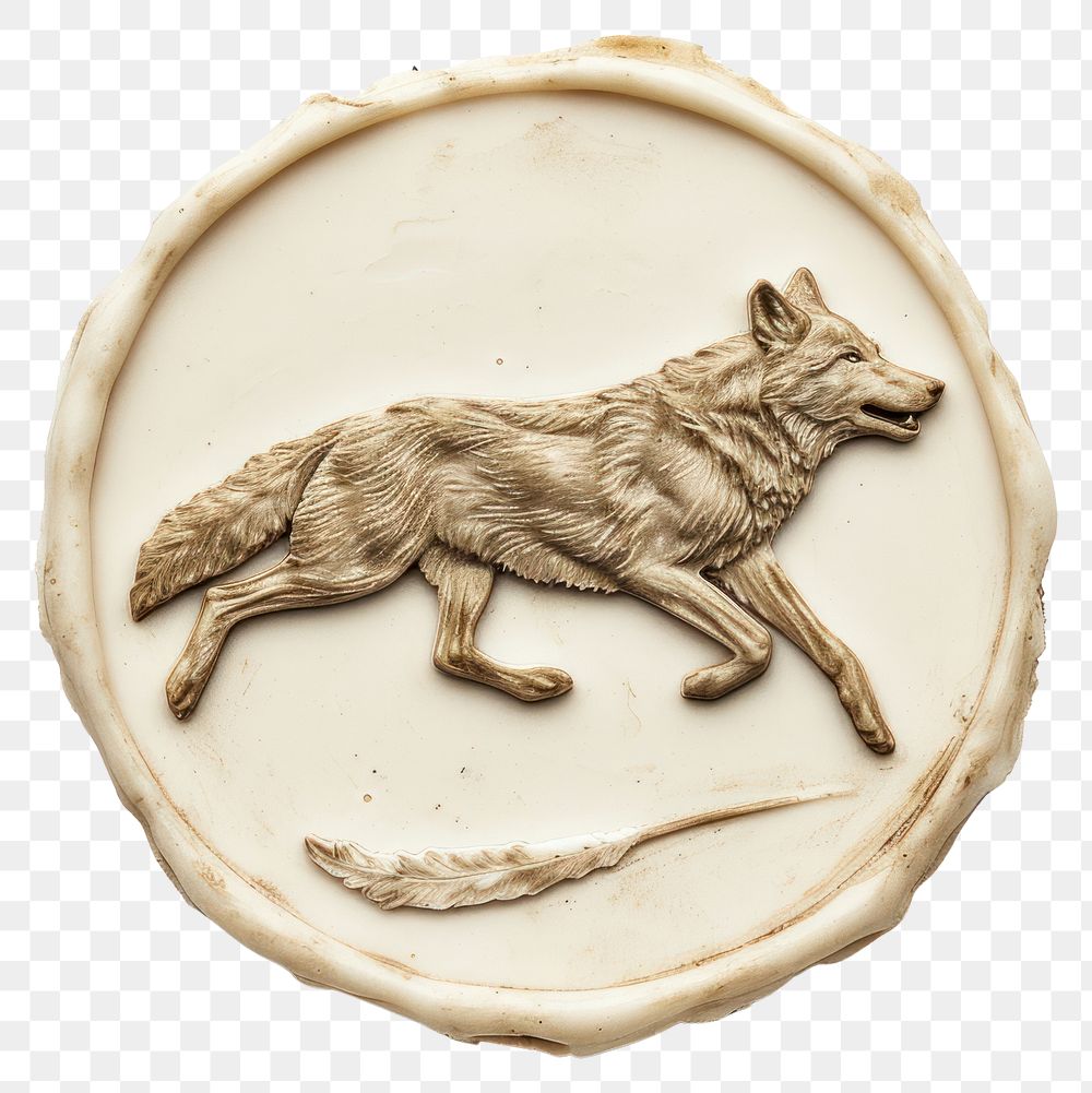 PNG Seal Wax Stamp wolf running animal mammal dog.