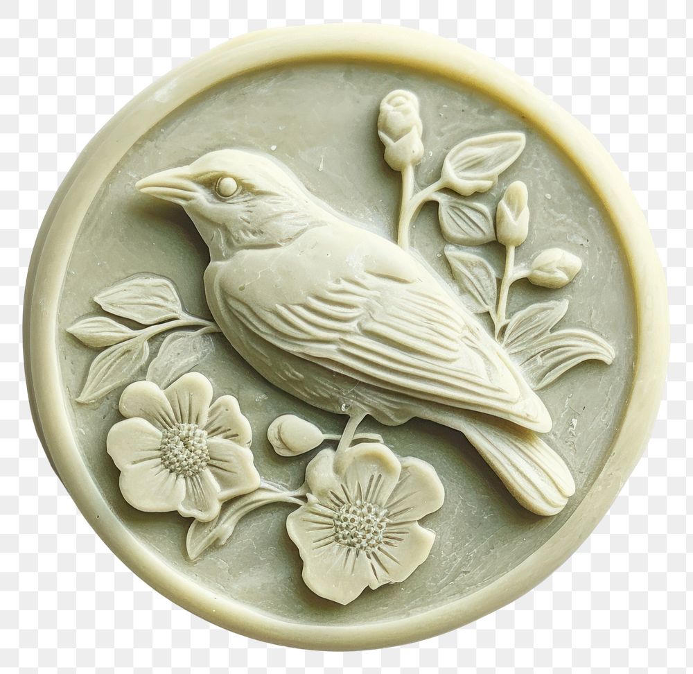 PNG Seal Wax Stamp bird and flower animal art representation