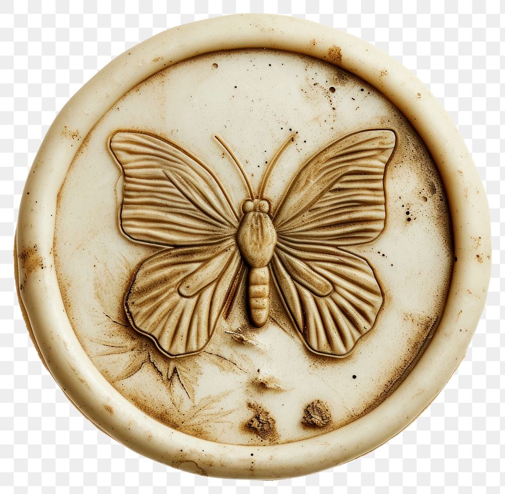 PNG Seal Wax Stamp butterfly white background creativity dishware.
