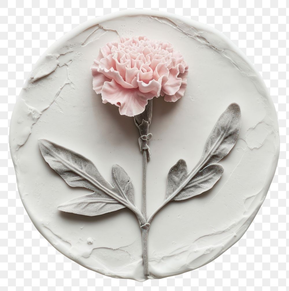 PNG Seal Wax Stamp carnation flower plant plate art.