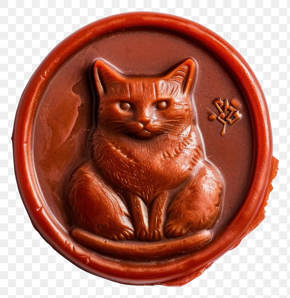 PNG Seal Wax Stamp cat mammal animal craft.