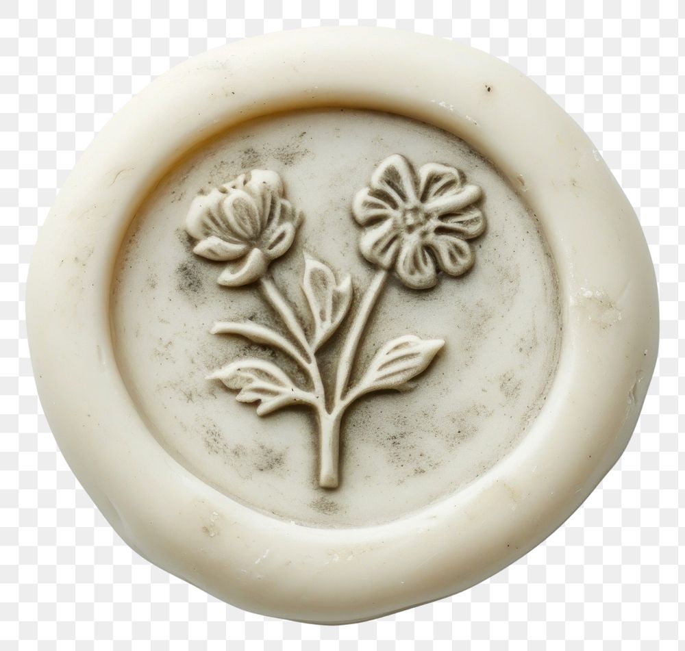 PNG Seal Wax Stamp flower in heart porcelain jewelry accessories.