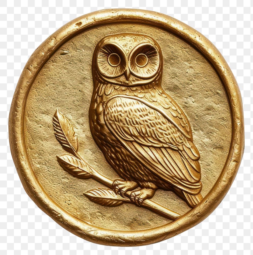 PNG Seal Wax Stamp graduated owl gold animal locket.