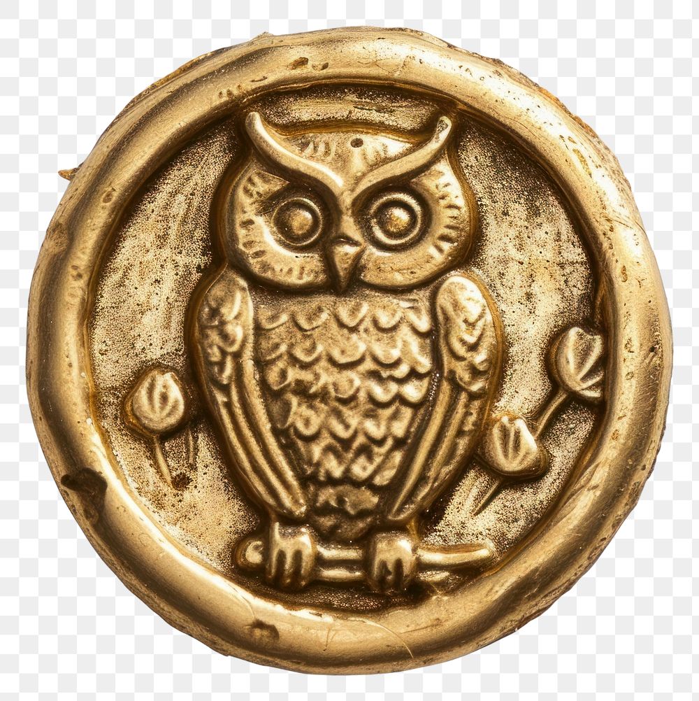 PNG Seal Wax Stamp graduated owl gold jewelry locket.