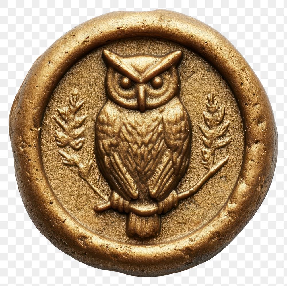 PNG Seal Wax Stamp graduated owl animal bronze craft.