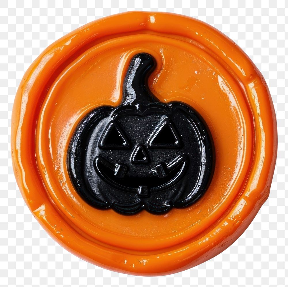 PNG Seal Wax Stamp halloween anthropomorphic jack-o'-lantern representation.