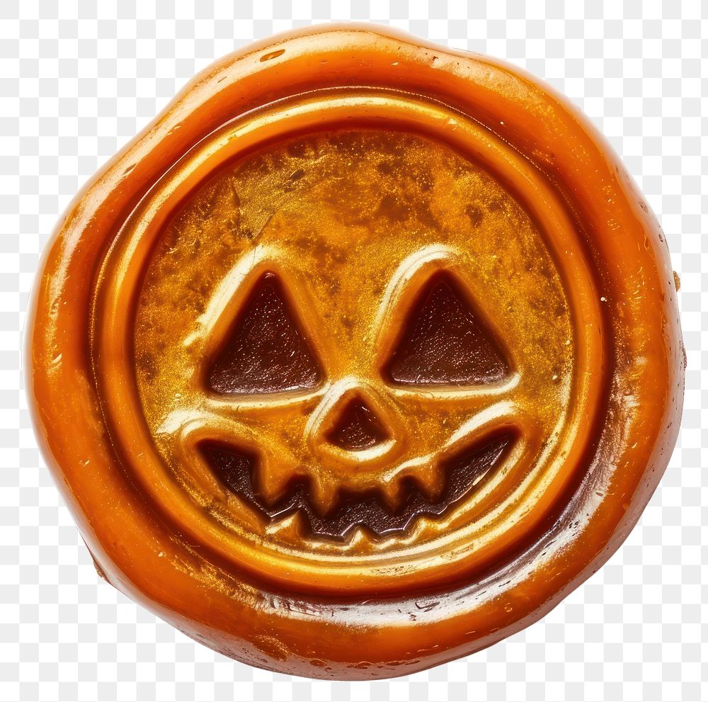 PNG Seal Wax Stamp halloween food face white background.