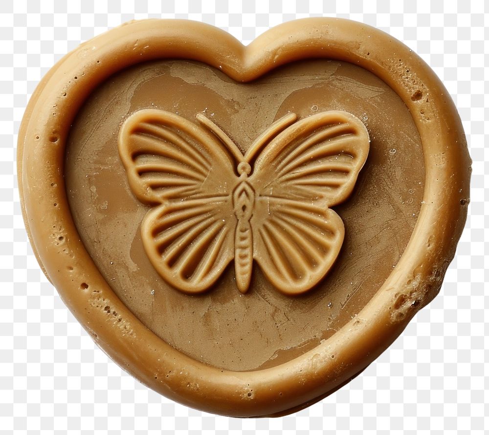 PNG Seal Wax Stamp heart butterfly food confectionery freshness.