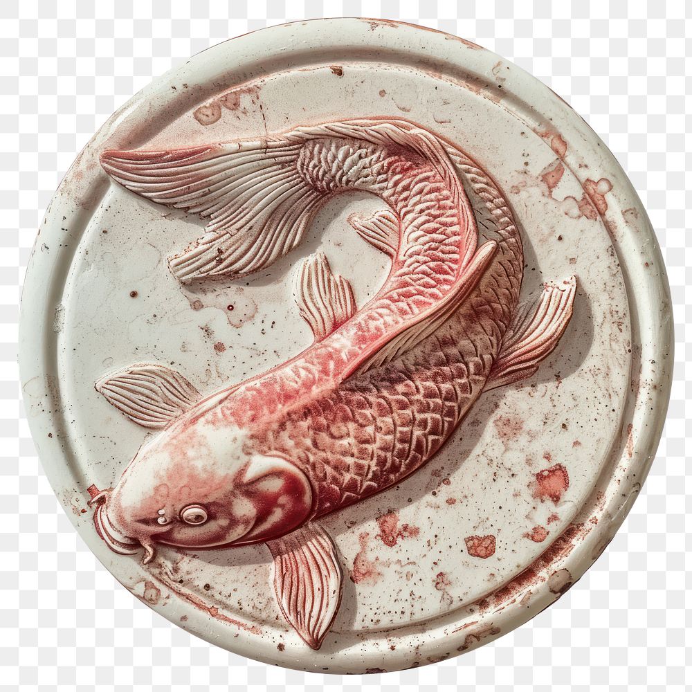 PNG Seal Wax Stamp koi fish animal dishware seafood.