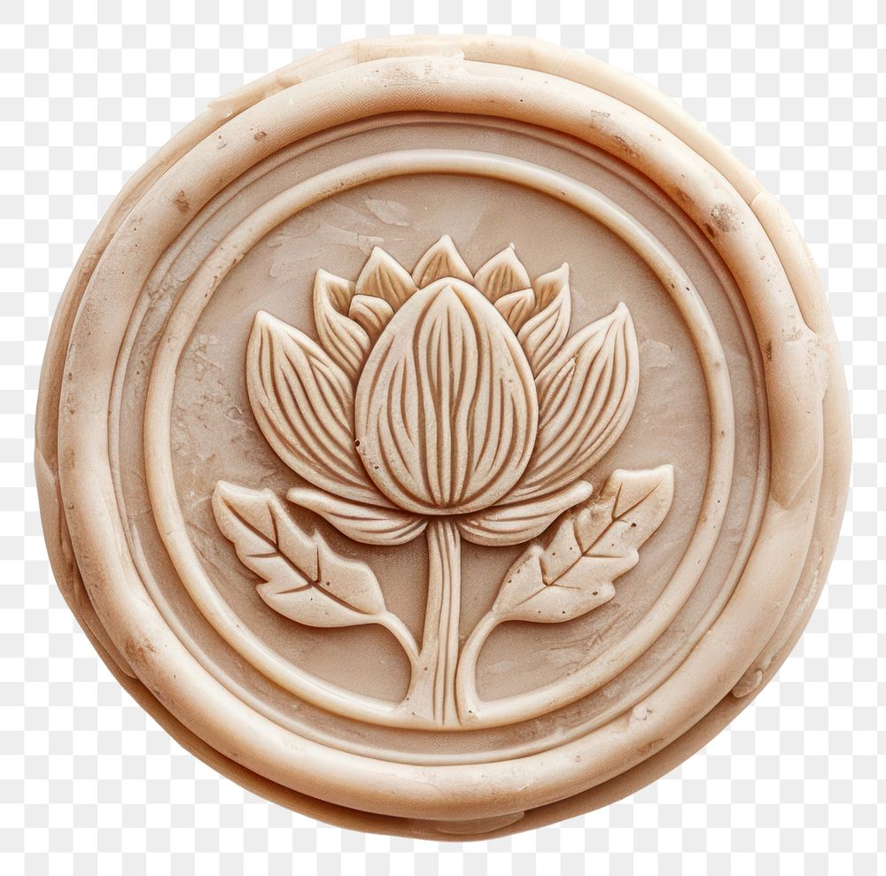 PNG Seal Wax Stamp lotus locket craft white background.