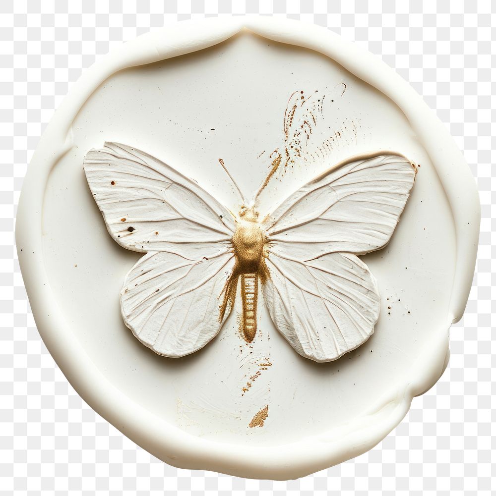 PNG Seal Wax Stamp minimal butterfly animal white background accessories.