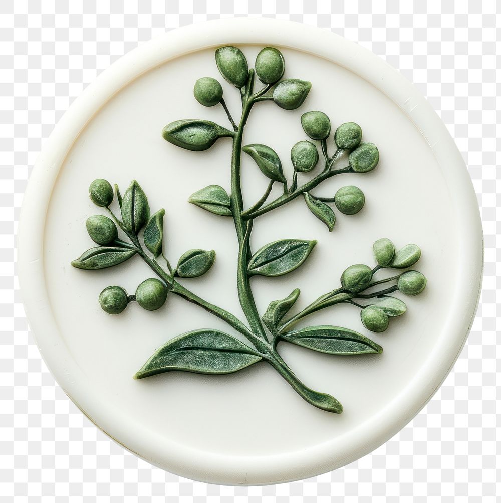 PNG Seal Wax Stamp mistletoe porcelain jewelry plate.