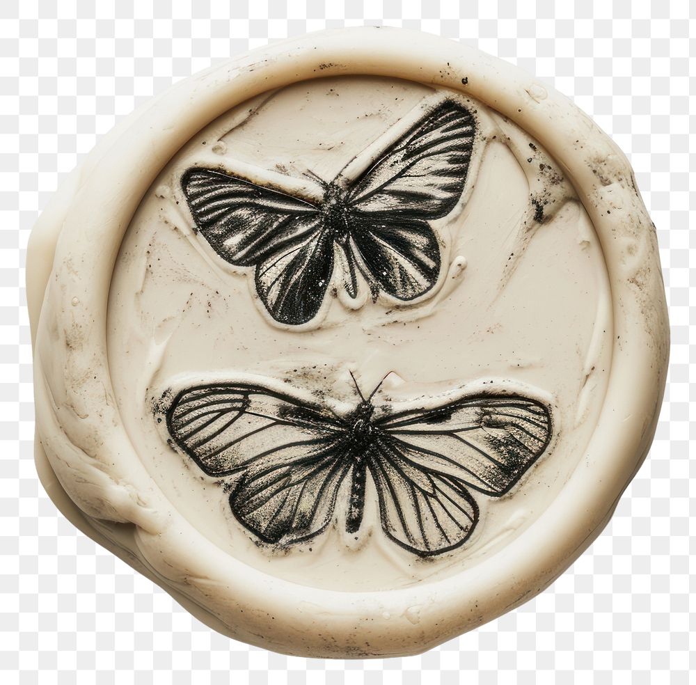 PNG Seal Wax Stamp of two butterflies accessories butterfly accessory.