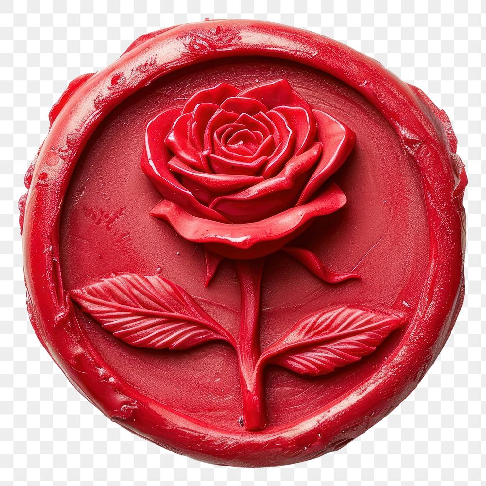 PNG Seal Wax Stamp of a minimal rose food white background confectionery.
