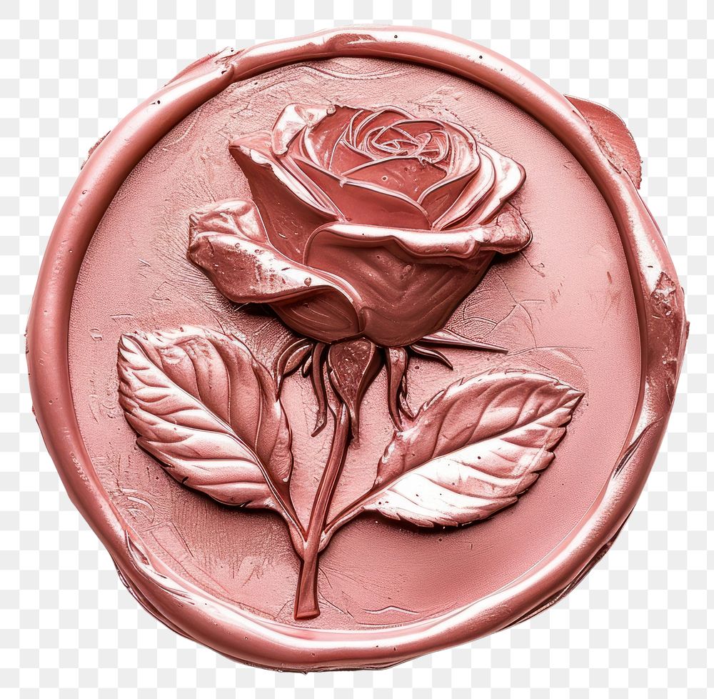 PNG Seal Wax Stamp of a rose jewelry locket pink.