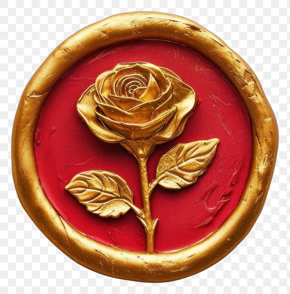 PNG Seal Wax Stamp of a rose gold red jewelry.