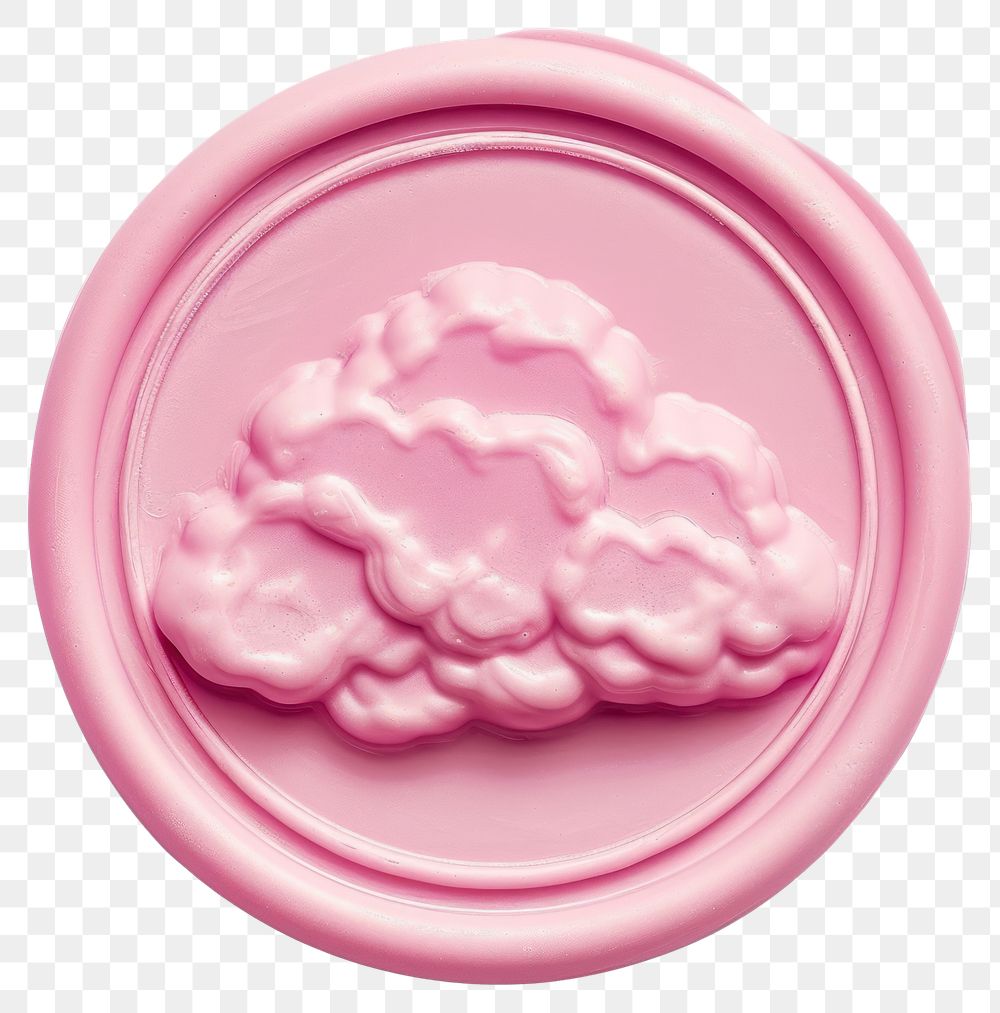 PNG Seal Wax Stamp of cloud pink white background dishware.