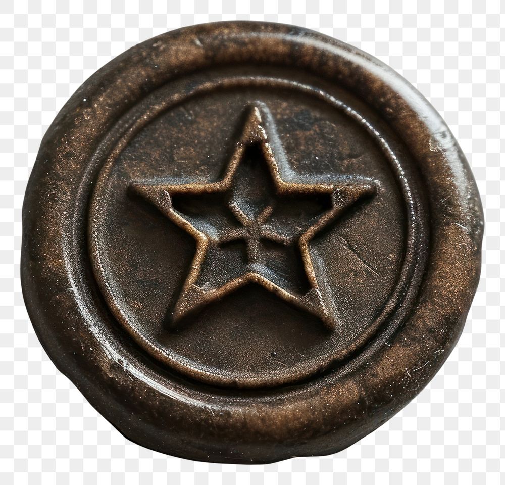 PNG Seal Wax Stamp of islamic star jewelry bronze white background.