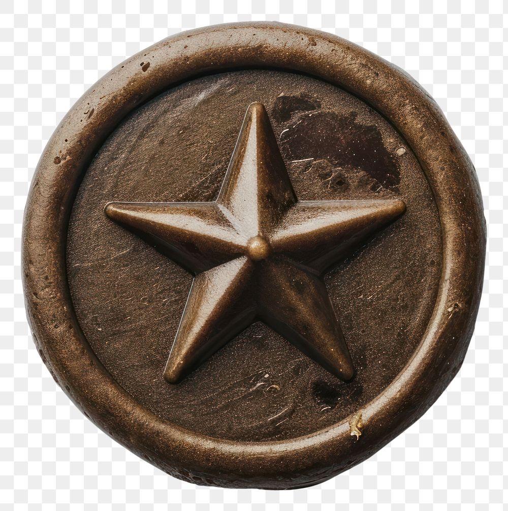 PNG Seal Wax Stamp of magic star symbol bronze white background.