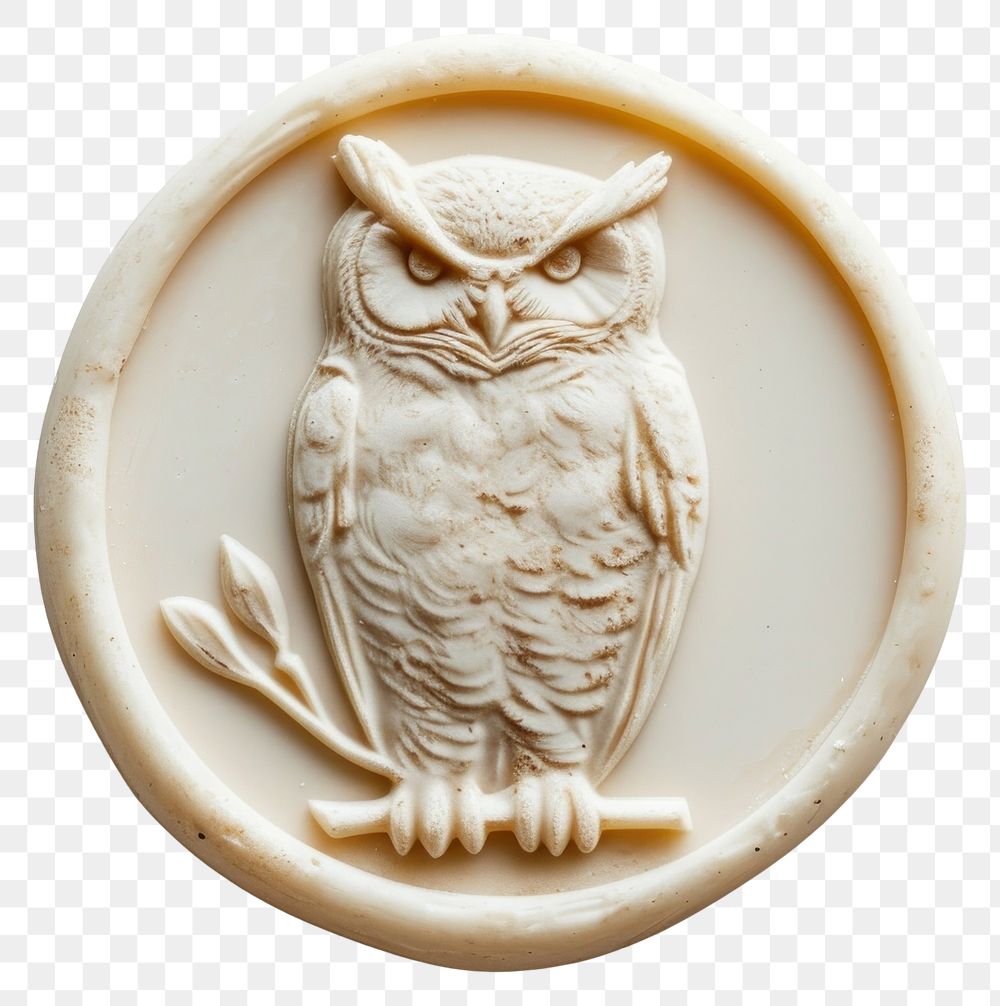PNG Seal Wax Stamp owl animal craft bird.
