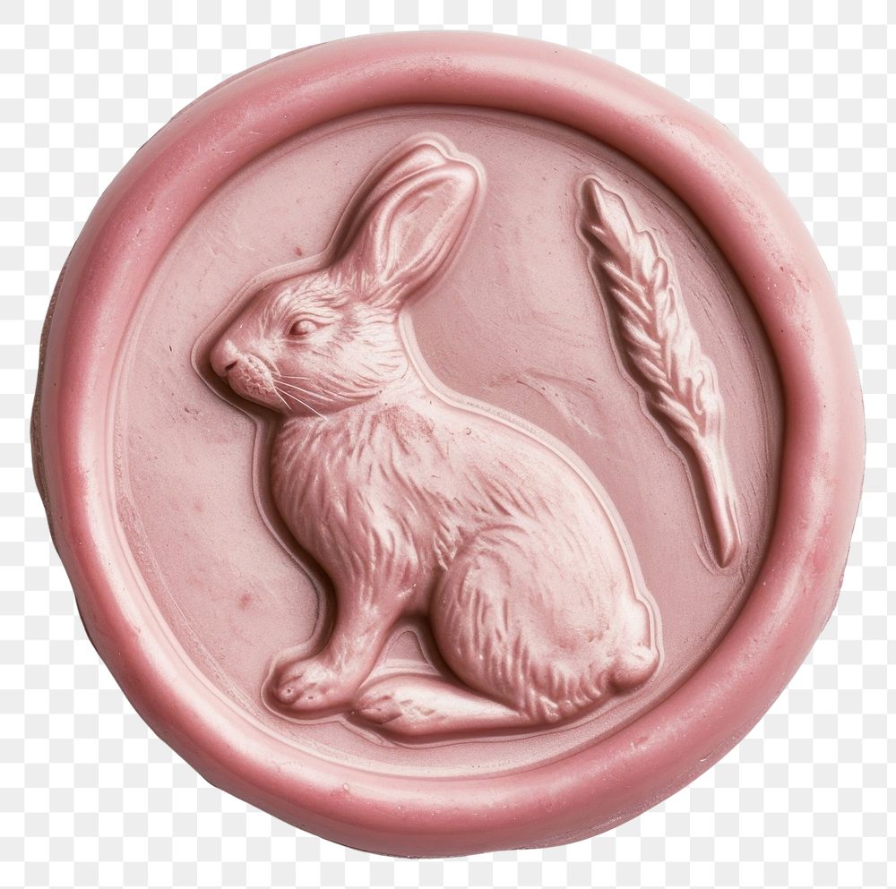 PNG Seal Wax Stamp rabbit in moon animal mammal representation.