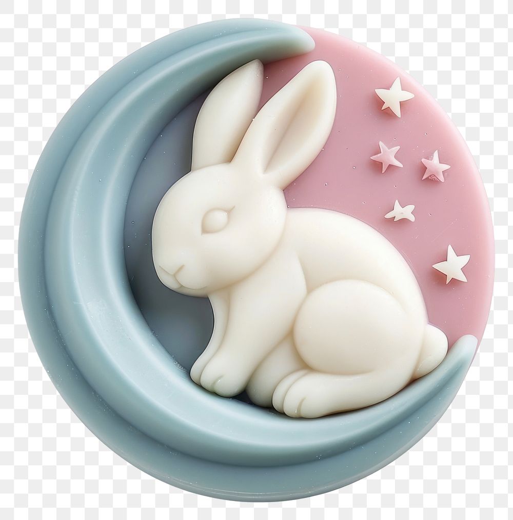 PNG Seal Wax Stamp rabbit in moon mammal representation accessories.