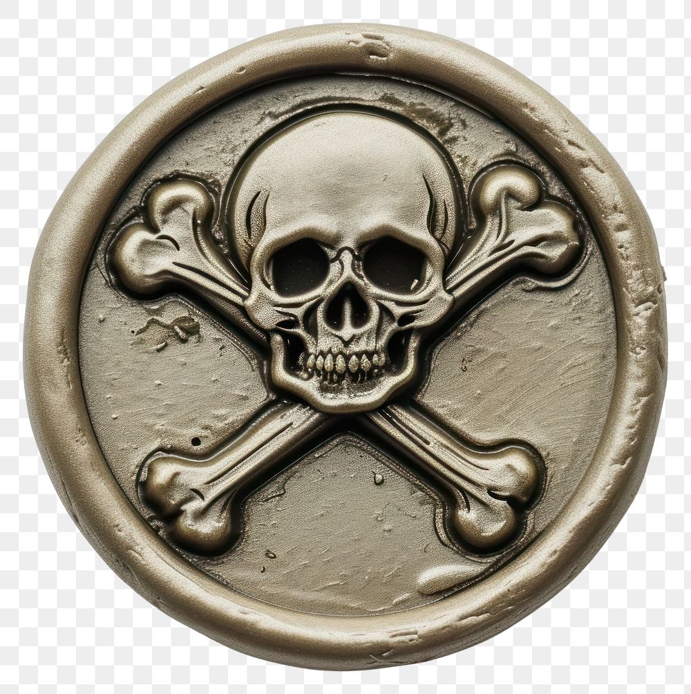 PNG Seal Wax Stamp skull crossbones jewelry pendant locket.