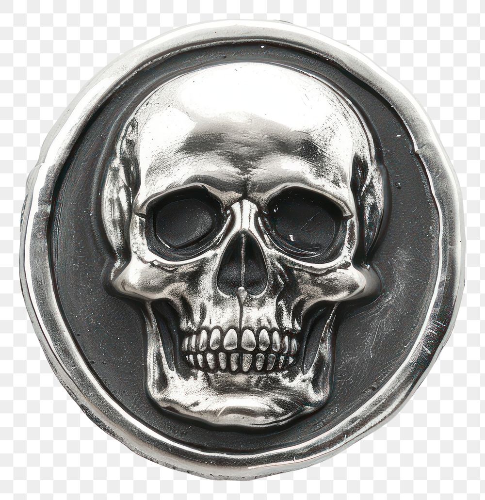 PNG Seal Wax Stamp skull silver jewelry locket.