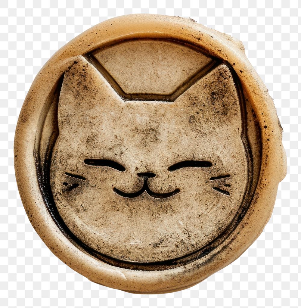 PNG Seal Wax Stamp smiling cat locket craft anthropomorphic.