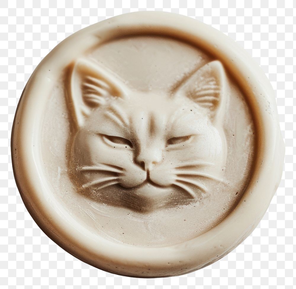 PNG Seal Wax Stamp smiling cat animal mammal craft.