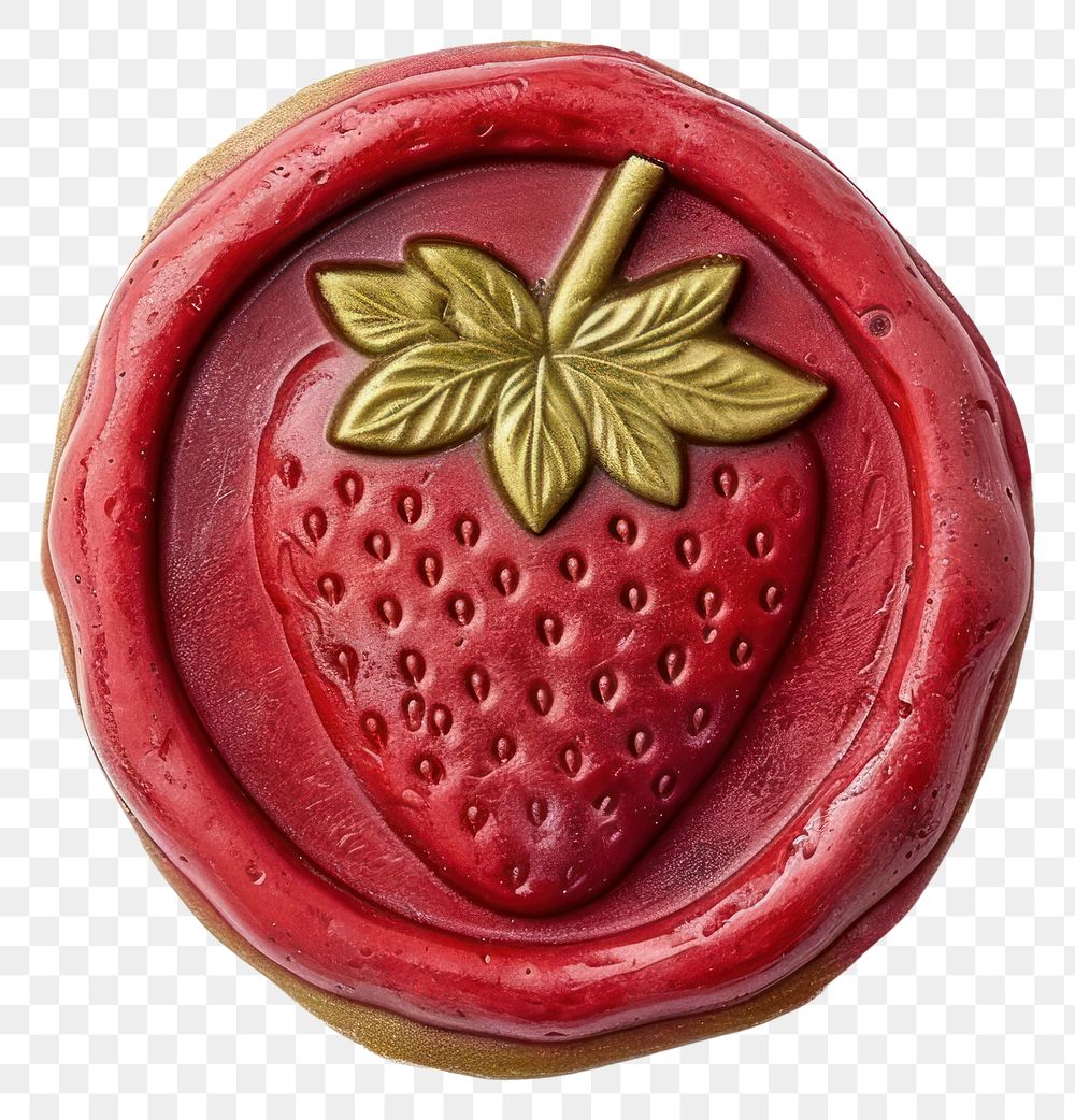 PNG Seal Wax Stamp strawberry food white background confectionery.